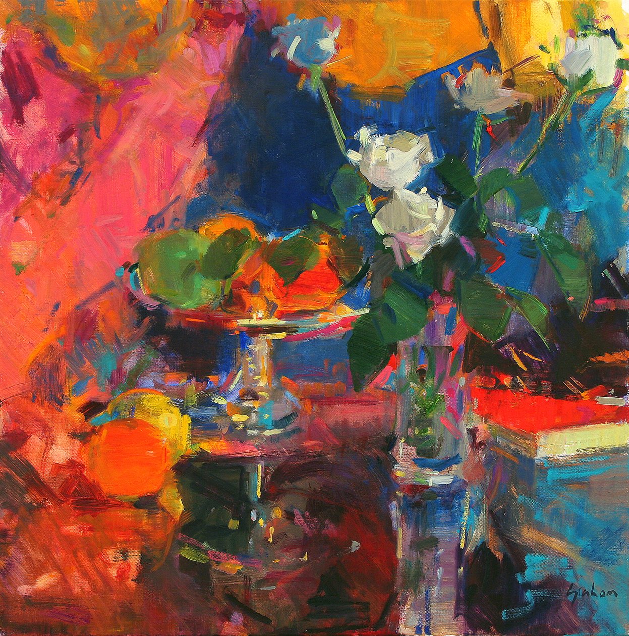 Stilleben med vita rosor av Peter Graham (Contemporary)