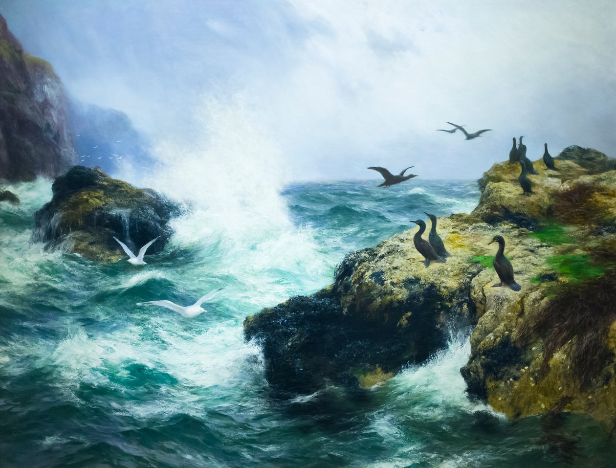Rocky shore (olja på duk) av Peter Graham