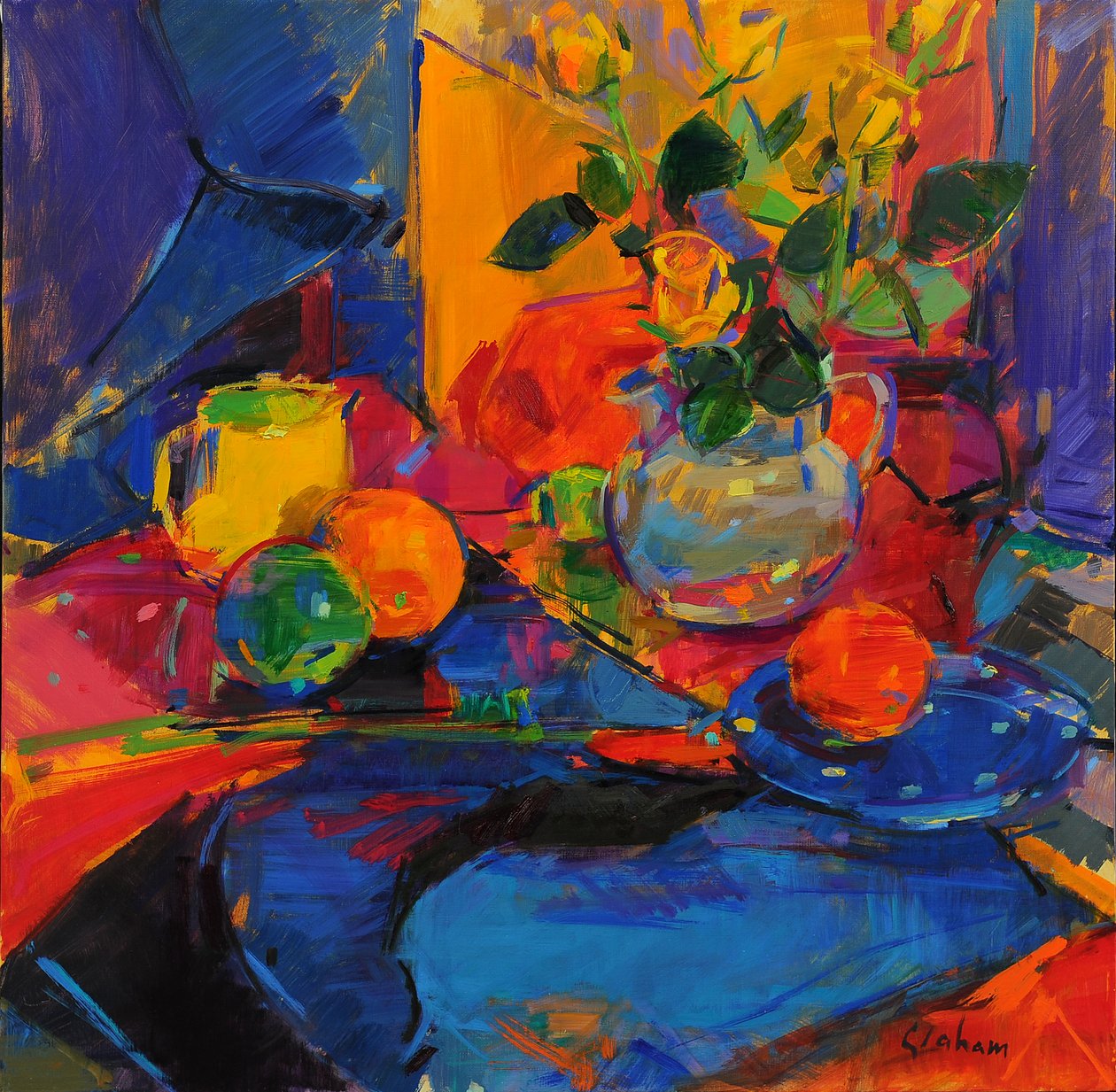 West End Roses, 2021 (olja på duk) av Peter Graham