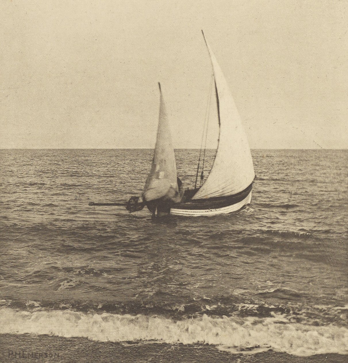 En Suffolk Shrimper som "går av" av Peter Henry Emerson