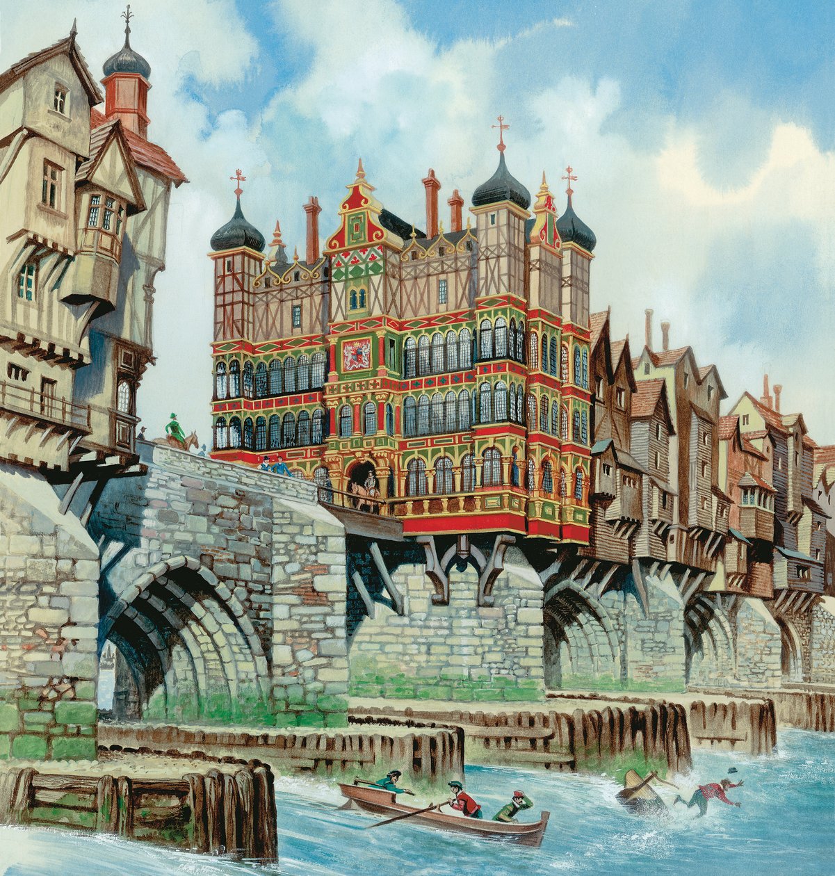 Old London Bridge (gouache på papper) av Peter Jackson