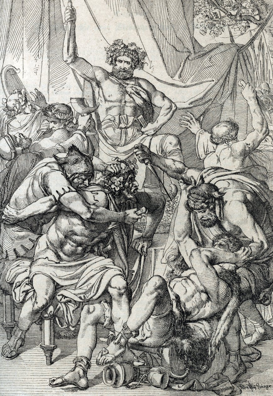 Heptarki: "" representation av den anglosaxiske ledaren Hengist (400-talet) som dödar sina fiender för att grunda kungariket Kent, cirka 461" (Saxisk heptarki: den anglosaxiske ledaren Hengist (eller Hengest) som dödar sina fiender under invasionen av Bret av Peter Johann Nepomuck Geiger