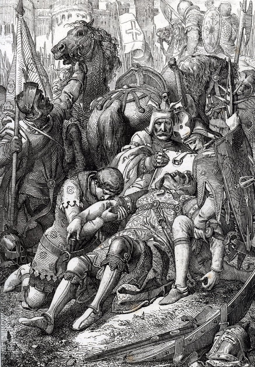 Kung Vilhelm Erövraren sårar av sin son Robert II av Normandie dit Courteheuse (1051-1134) vid fästningen Gerberoy av Peter Johann Nepomuck Geiger