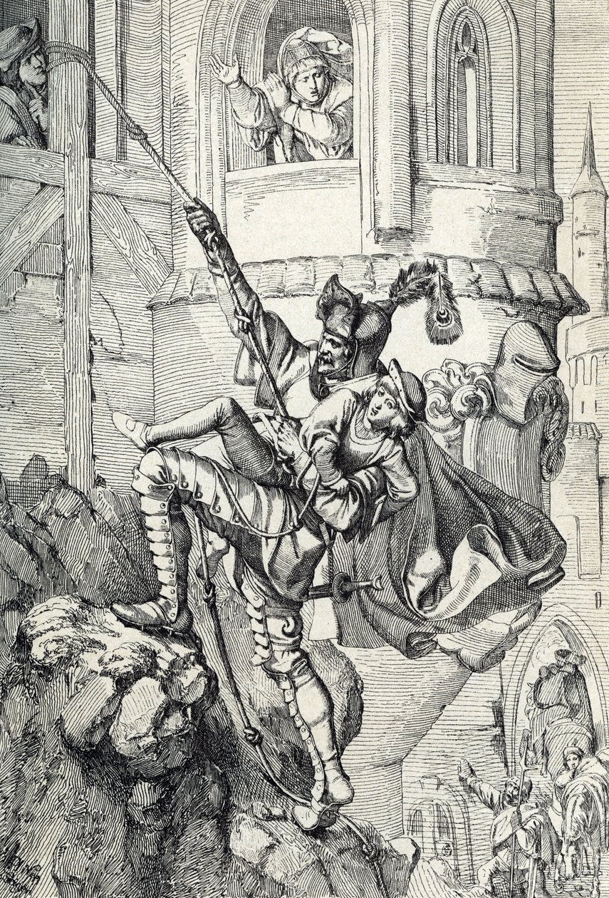 Prinzenraub: Bortförande av prinsarna Ernest och Albert, son till Fredrik II av Sachsen i juli 1455 av riddaren Kunz von Kaufungen (Kunz kidnappade Fredrik av Sachsen två söner, Ernest och Albert, från slottet Altenburg i det som kallades Prinze av Peter Johann Nepomuck Geiger