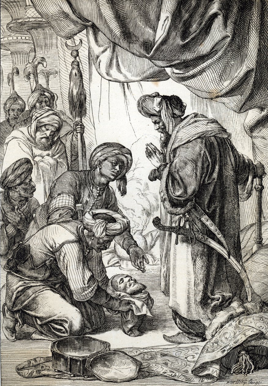Chefen för Ali Pasha från Janina (1750-1822) presenterad av Sicars till Sultan Mahmud II av Peter Johann Nepomuck Geiger