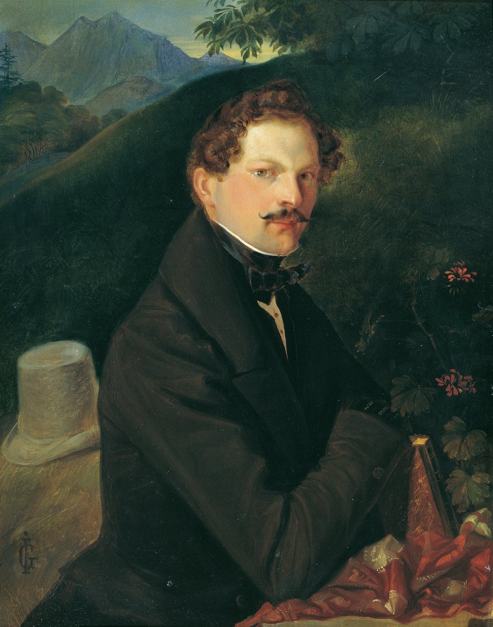 Porträtt av en gentleman i ett landskap av Peter Johann Nepomuk Geiger