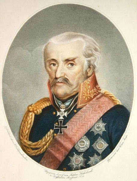 Fältmarskalk prins Von Blucher (1742-1819) (färgad gravyr) av Peter Joseph (after) Lutzenkirchen