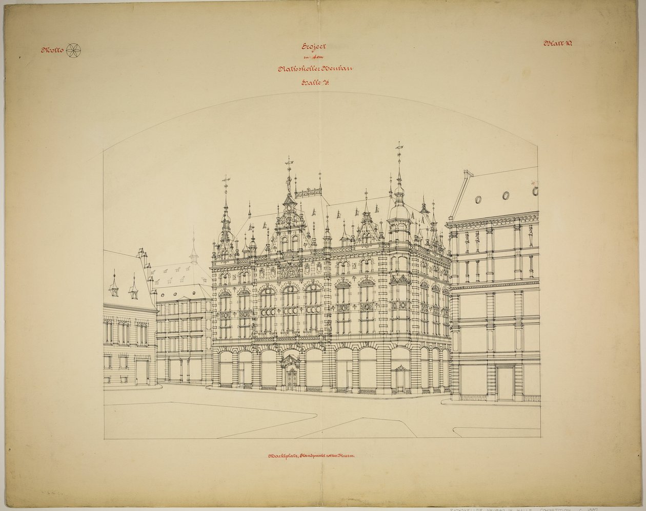 Rathskellers nya byggnad, Halle (Saale), Sachsen-Anhalt, Tyskland, Perspektiv (oavslutat) av Peter Joseph Weber