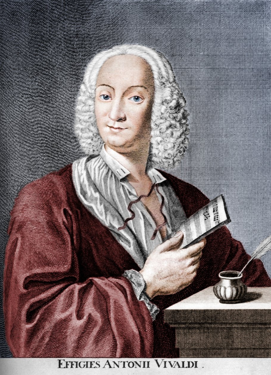 Antonio Vivaldi, italiensk barockkompositör, katolsk präst och virtuos violinist, 1725 av Peter La Cave