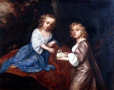 Dubbelporträtt av Charles Dormer (1652-73), Viscount Ascott och hans syster, Lady Elizabeth Dormer (1653-77) (olja på duk) av Peter Lely