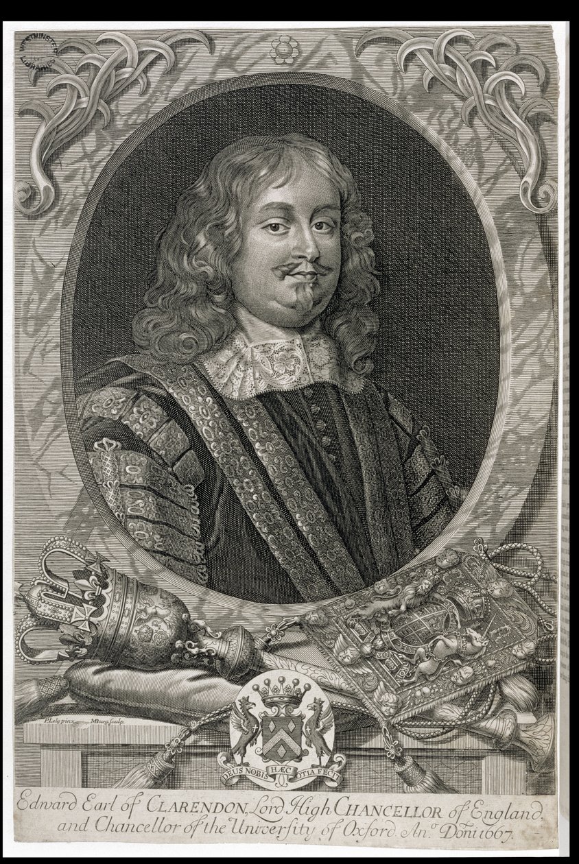 Edward Hyde, 1st Earl of Clarendon (1609-74), graverad av M. Burg av Peter Lely