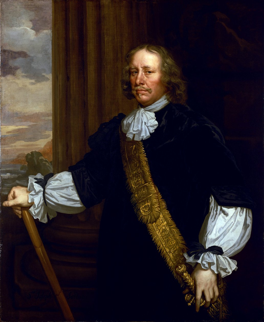 Porträtt av viceamiral Sir Joseph Jordan (1603-1685), flaggbärare (flaggbärare) av Lowestoft, med anknytning till slaget vid Lowestoft (England) av Peter Lely