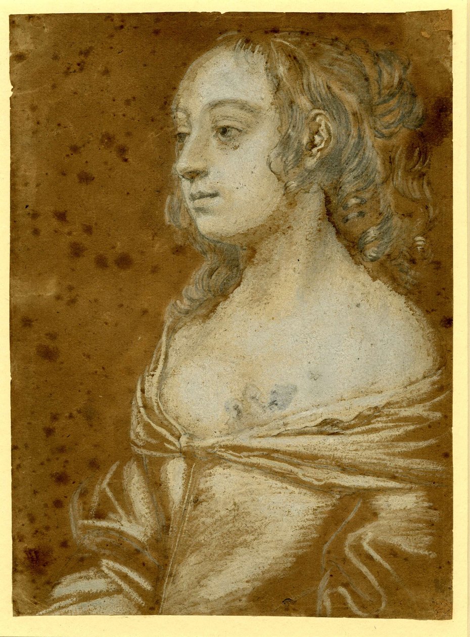 Porträtt av en dam












 med halvlångt hår i slingor av Peter Lely