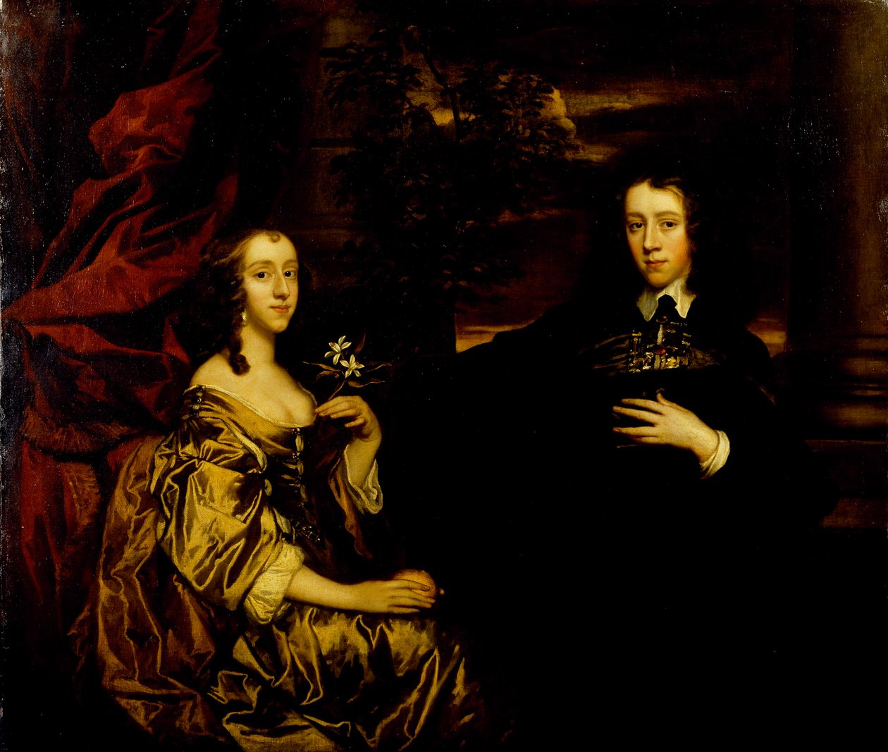 Porträtt av en ung herre och hans hustru, ca 1655-58 (olja på duk) av Peter Lely