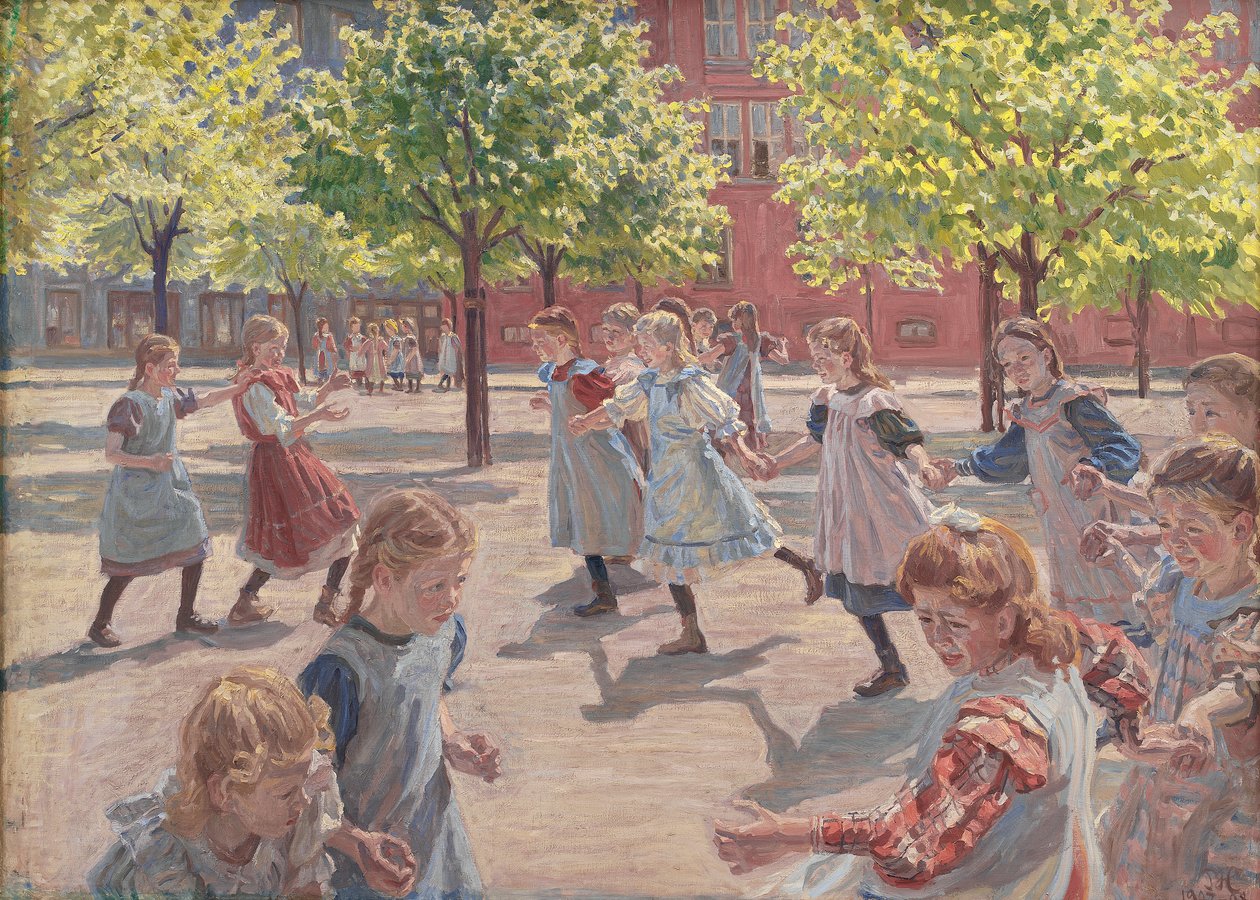 Lekande barn, Enghave torg, 1907-08 av Peter Marius Hansen