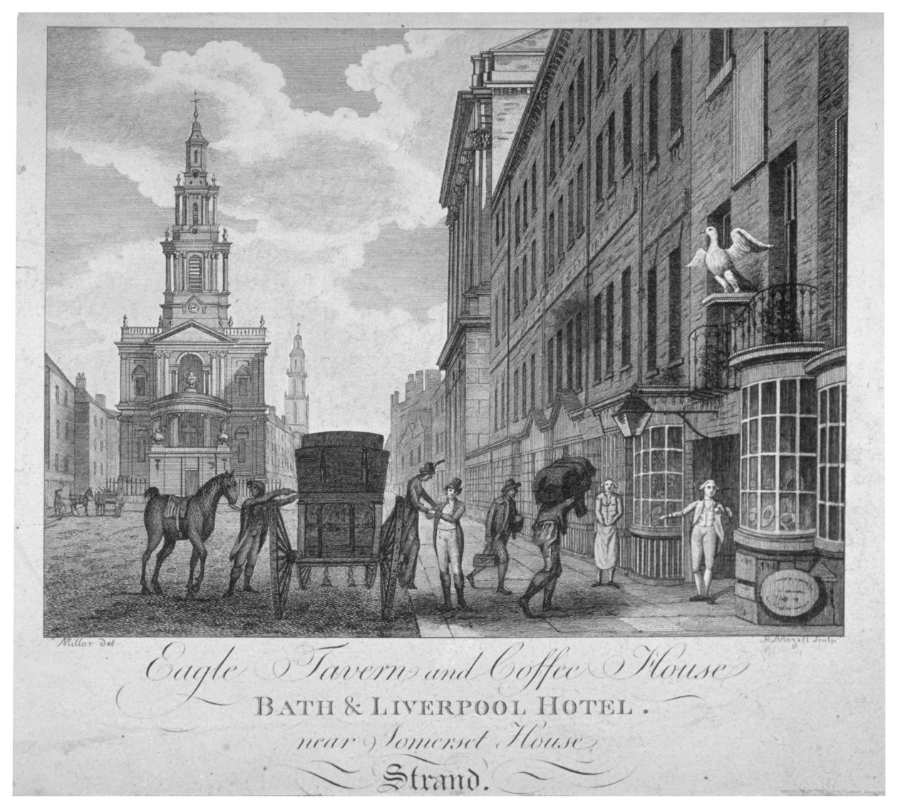 Utanför Eagle Tavern and Coffee House, Bath & Liverpool Hotel, London, c1800 av Peter Mazell