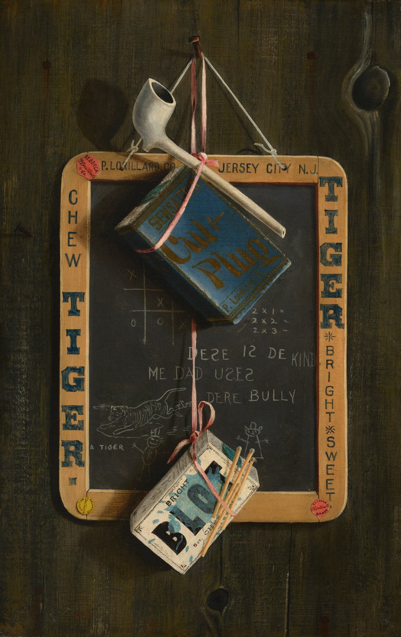 Skiffer, pipa, tobak och ask med tändstickor, ca 1890-1900 (olja på duk) av Peter McCallion
