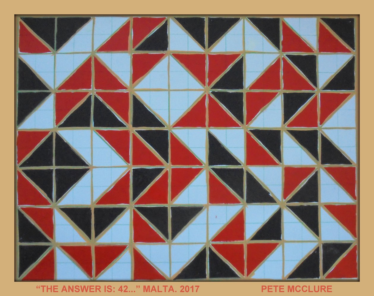 SVAR ÄR 42. MALTA, 2017, AKRYL PÅ PAPPER av Peter McClure
