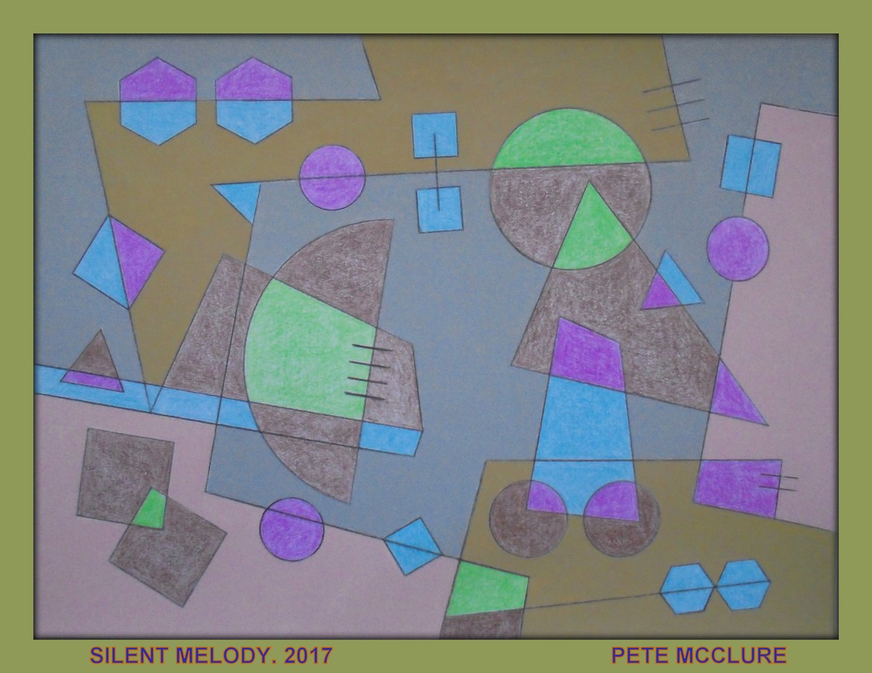 TYST MELODY, 2017, AKRYL PÅ PAPPER av Peter McClure