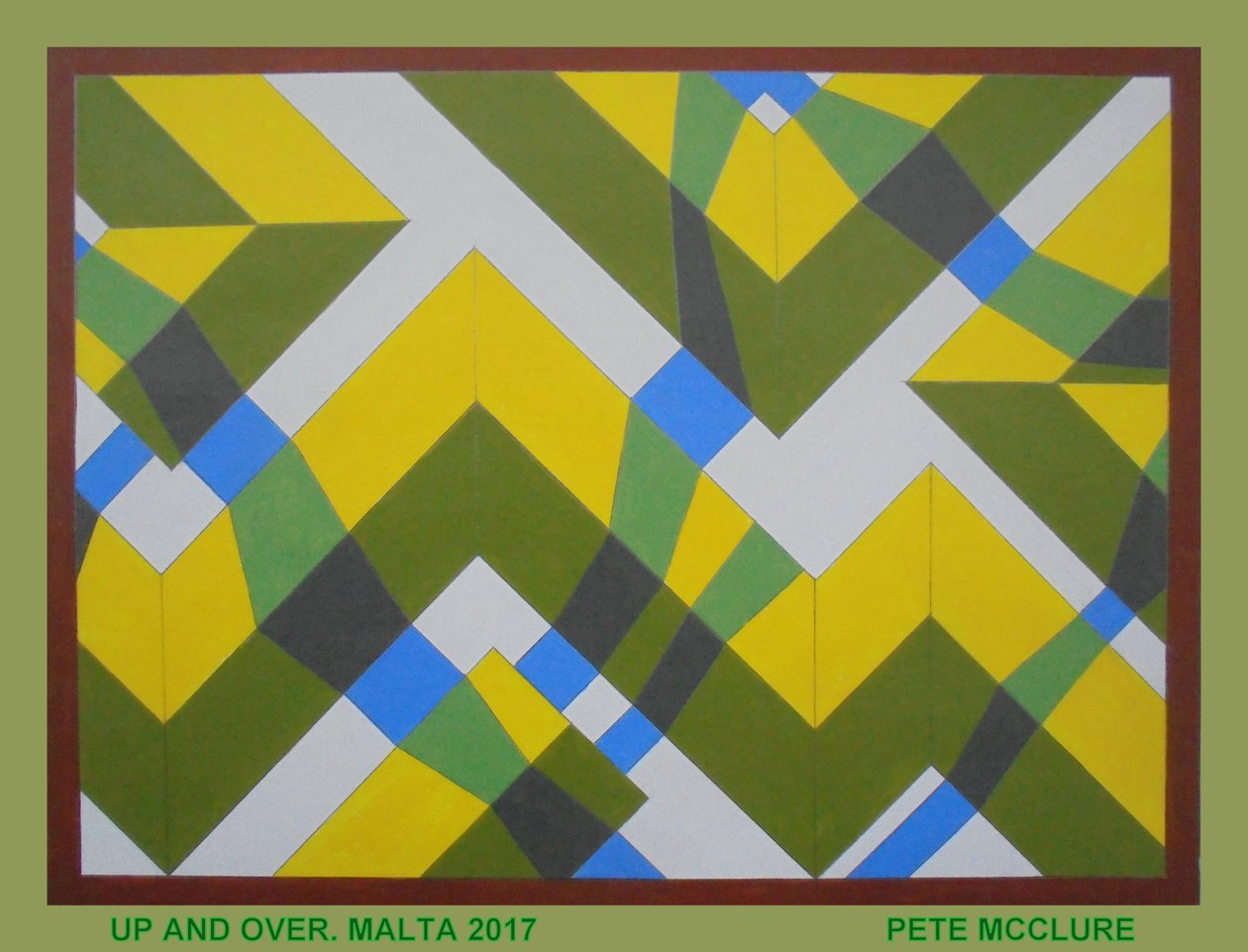 UP AND OVER, 2017, AKRYL PÅ PAPPER av Peter McClure