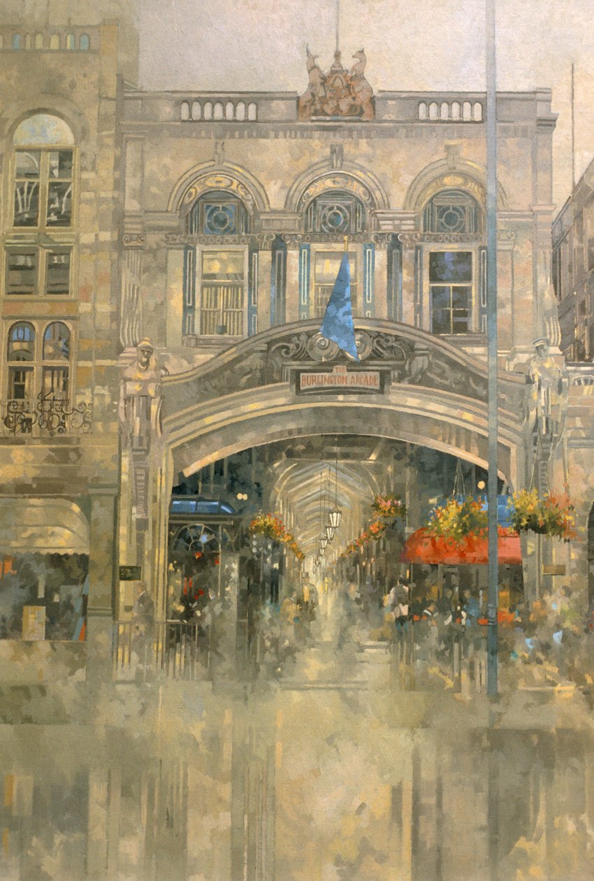 Burlington Arcade (olja på duk) av Peter Miller