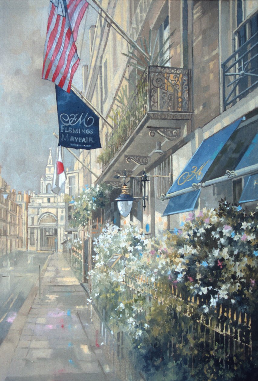 Flemings Hotel, Half Moon Street, London (olja på duk) av Peter Miller