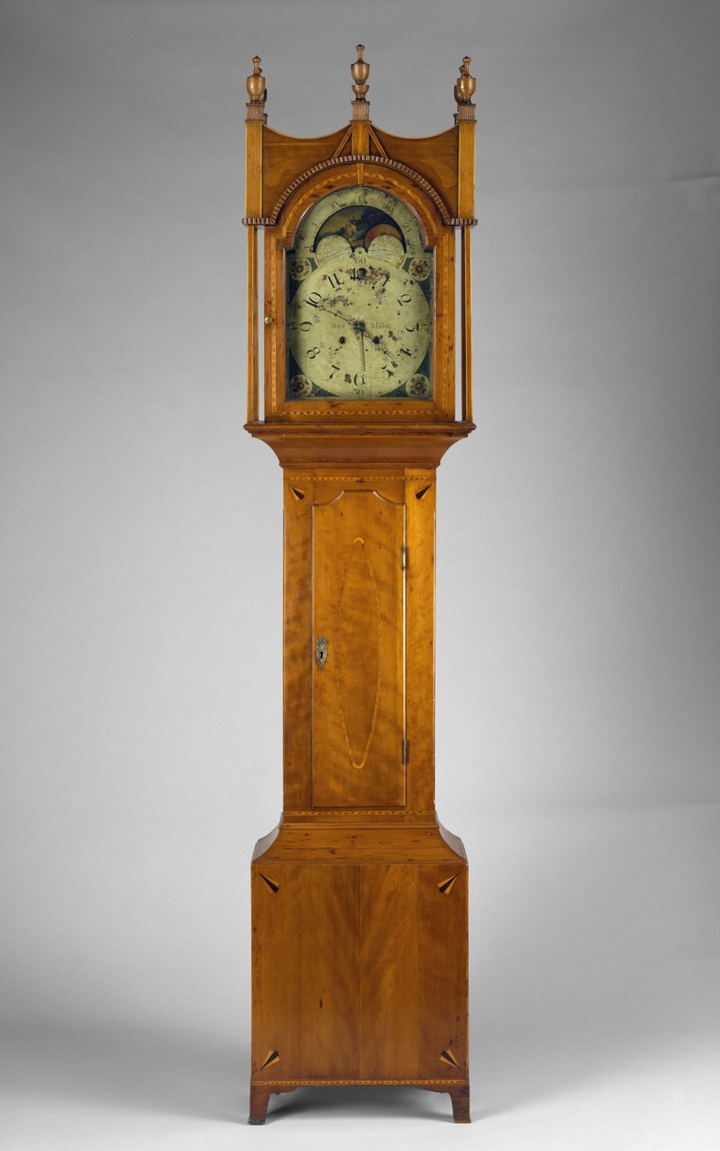 Tall Case Clock, ca 1815 (lönn, körsbär, mässing och järn) av Peter Miller