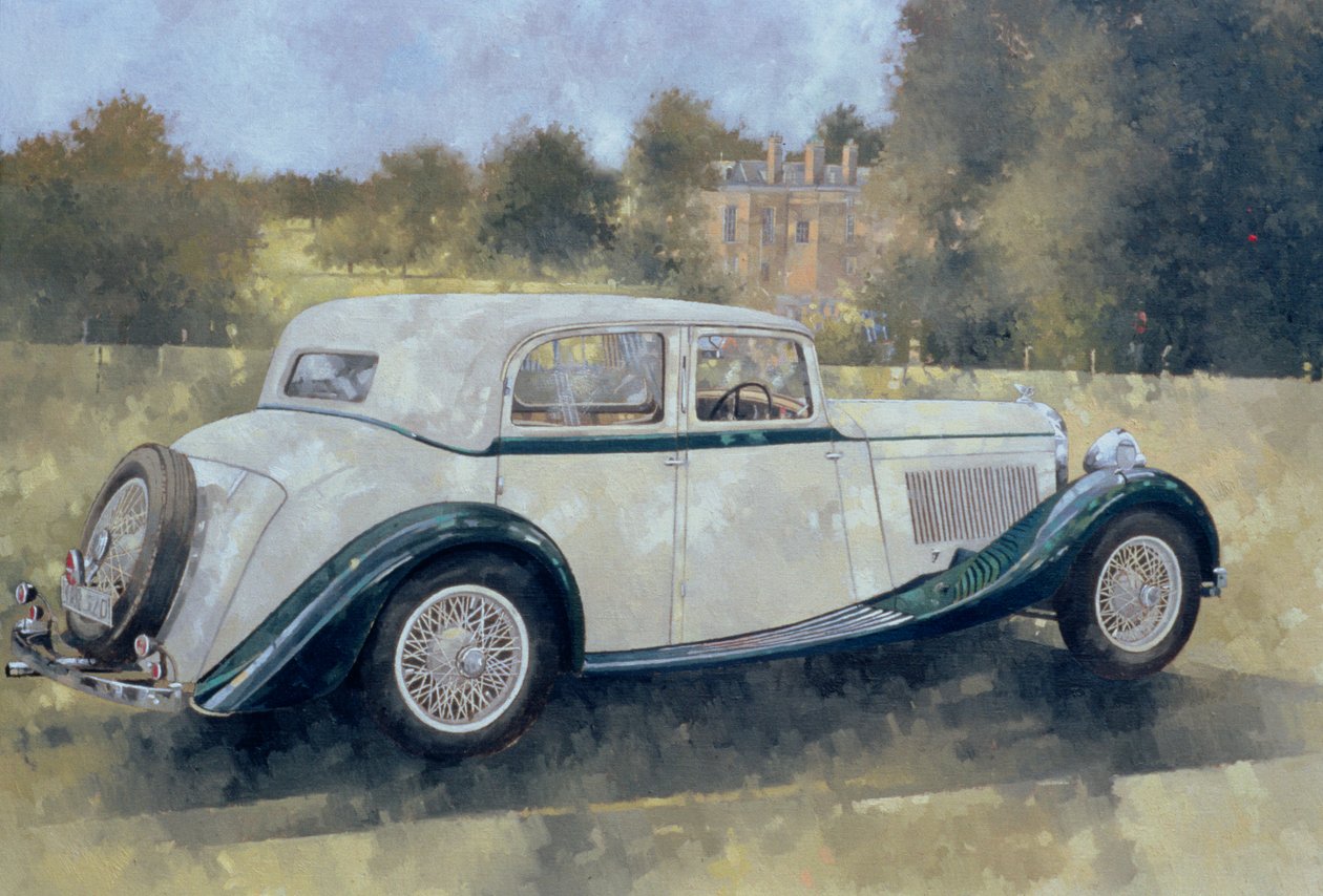 The Green and White Bentley at Althorp (olja på duk) av Peter Miller