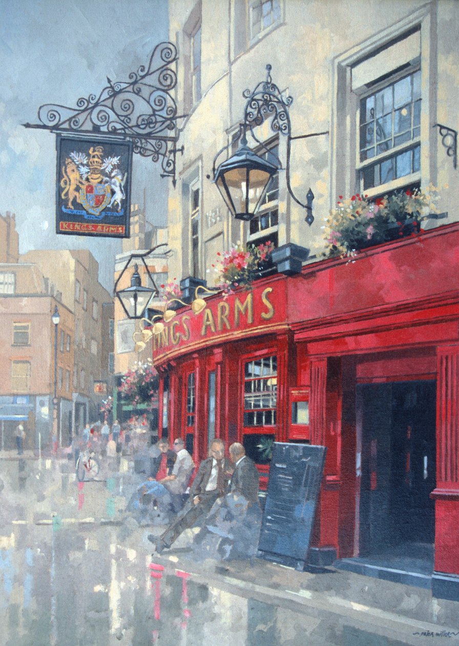 The Kings Arms, Shepherd Market, London (olja på duk) av Peter Miller