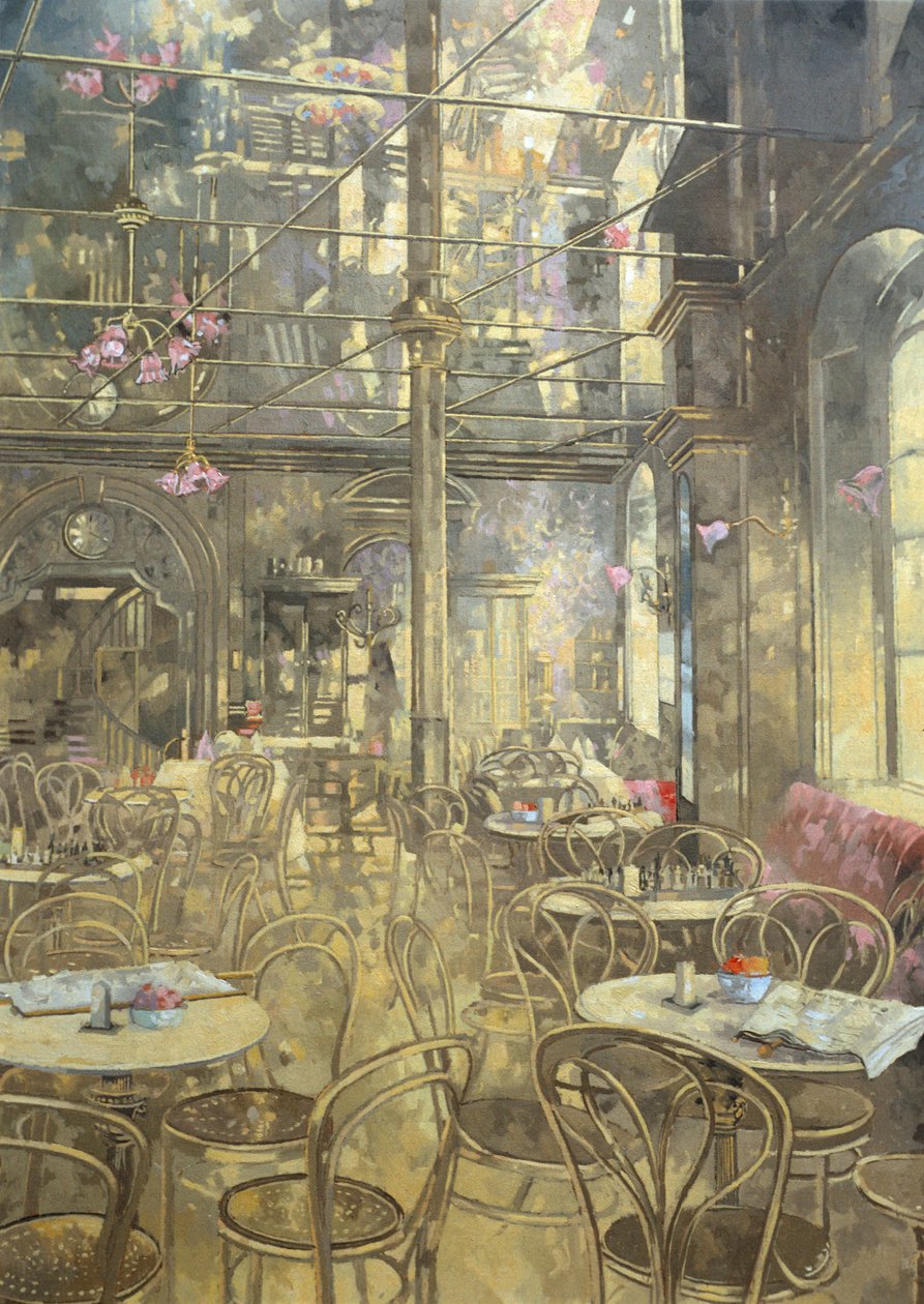 The Vienna Cafe, Oxford Street (olja på duk) av Peter Miller