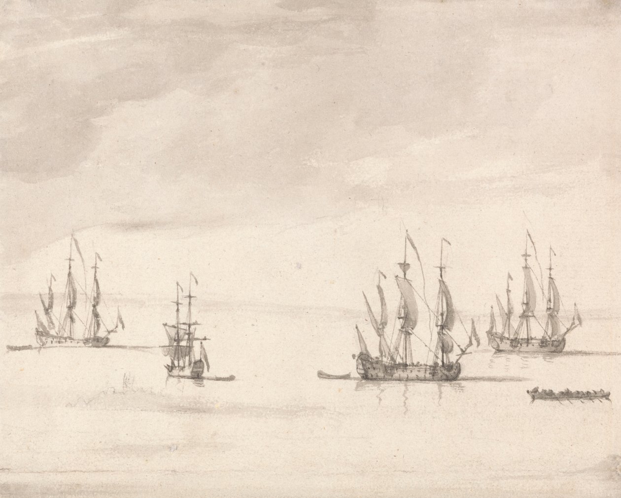 Men of War utanför Sheerness av Peter Monamy