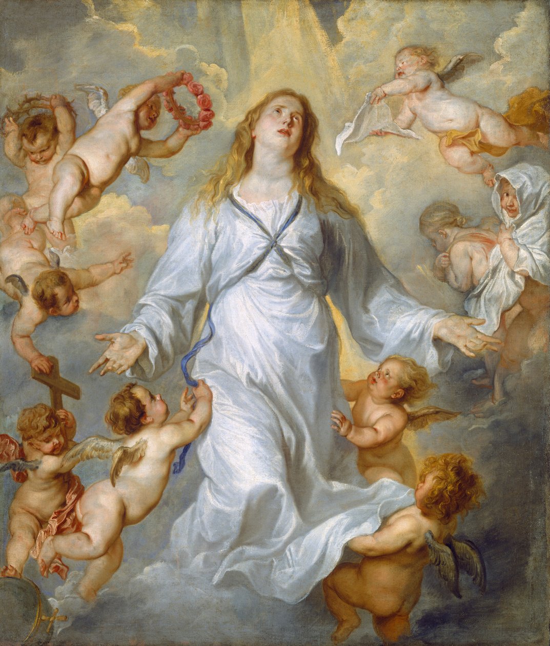 Jungfrun som förebedjare av Peter P. & Dyck Anthony Van (1599-1641) Rubens