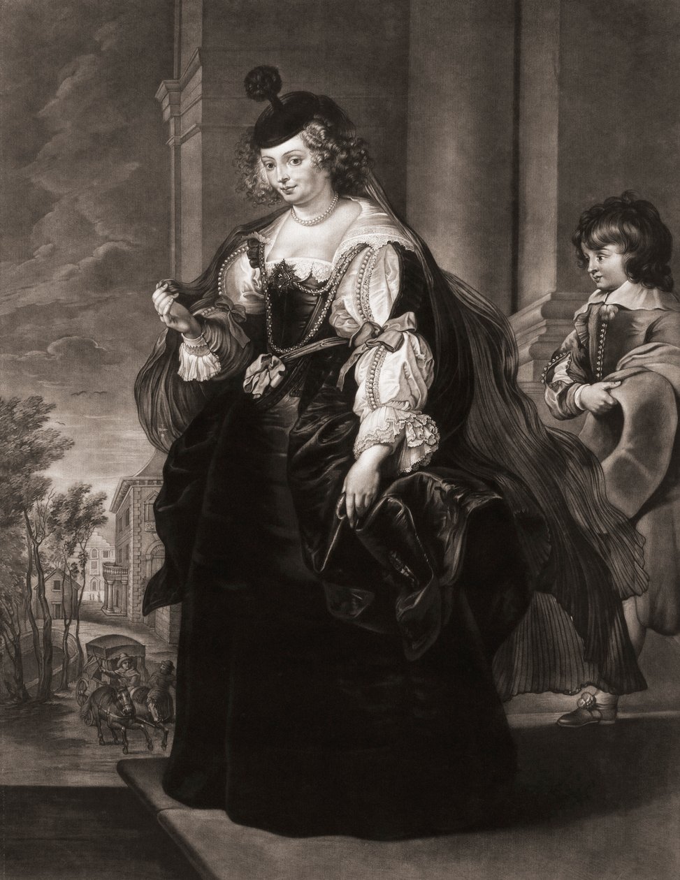 Helena Fourment eller Helene Fourment. Porträtt. av Peter Paul (after) Rubens