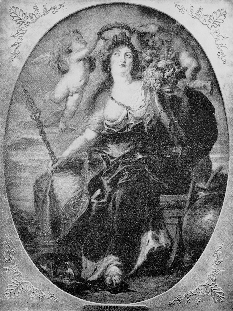 Porträtt av Maria av Medici efter en målning av Peter Paul Rubens (gravyr) av Peter Paul (after) Rubens