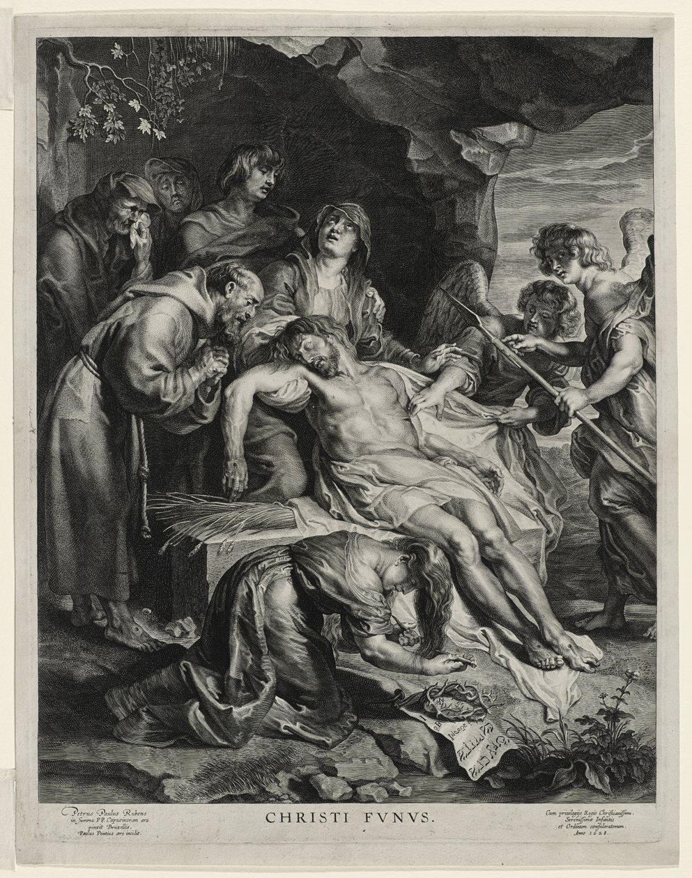 Den döde Kristus på jungfruns knän, graverad av Paulus Pontius av Peter Paul (after) Rubens