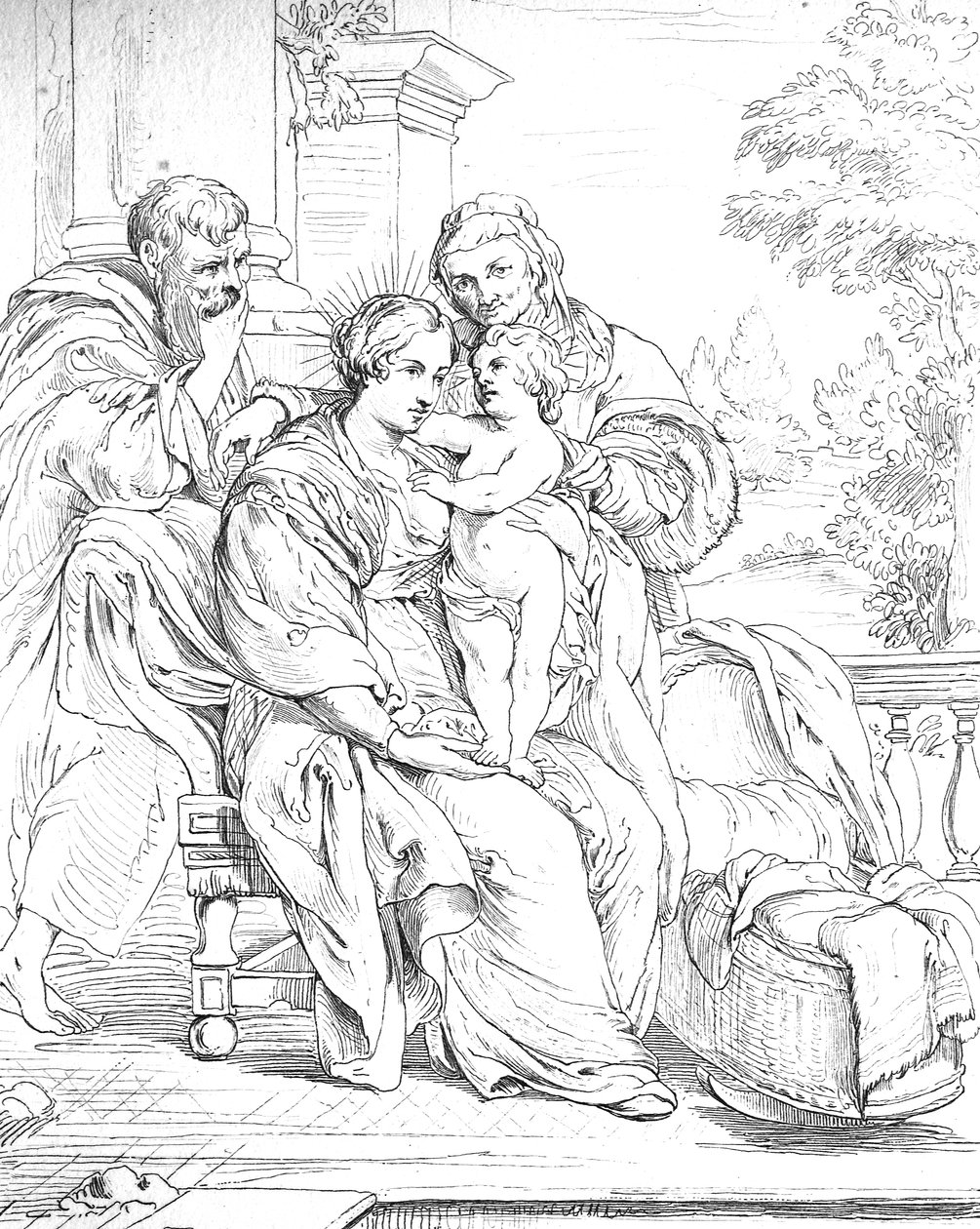 den heliga familjen av Peter Paul (after) Rubens