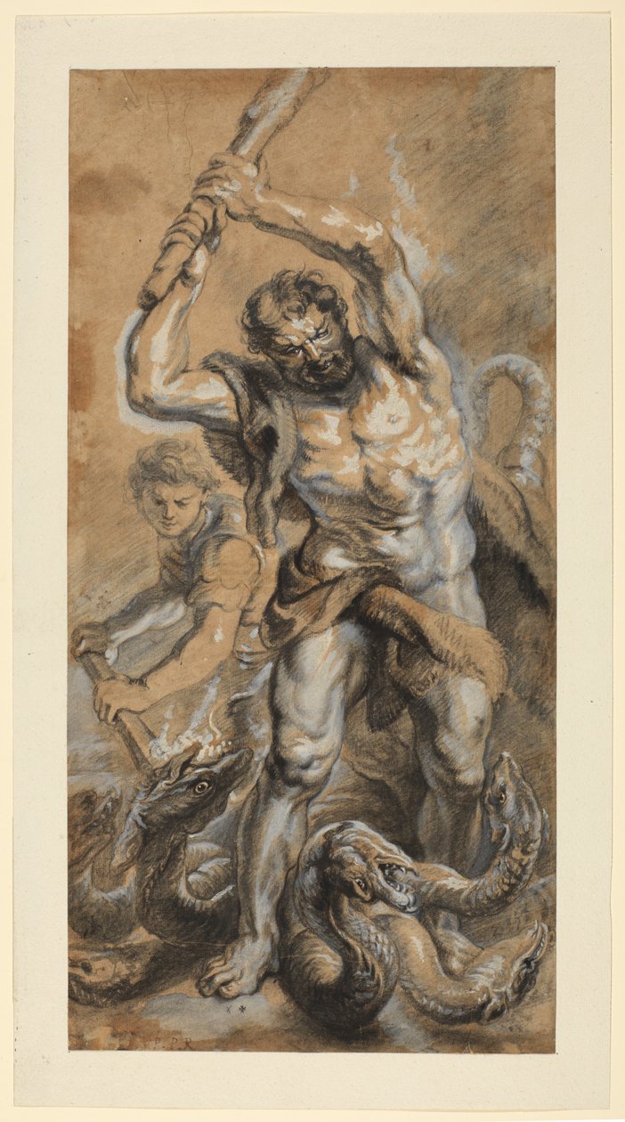 Herkules dödar Lernaean Hydra av Peter Paul (school of) Rubens