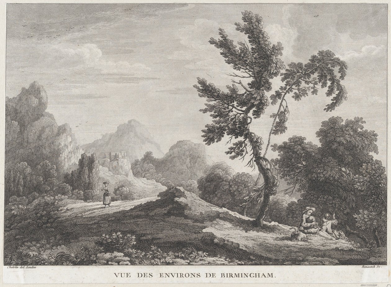 Utsikt över Birmingham, ca. 1755., ca. 1755. av Peter Paul Benazech