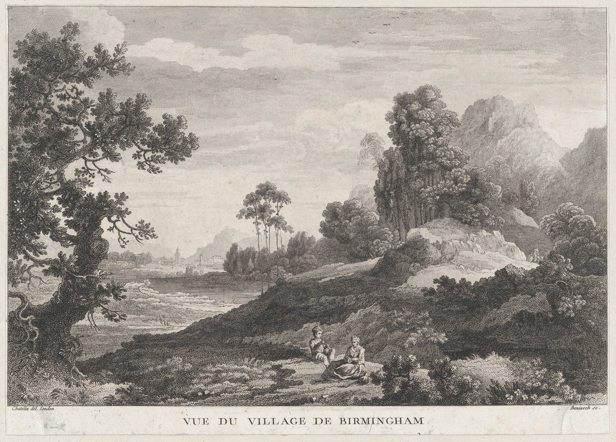 Utsikt över byn Birmingham, ca. 1755., ca. 1755. av Peter Paul Benazech