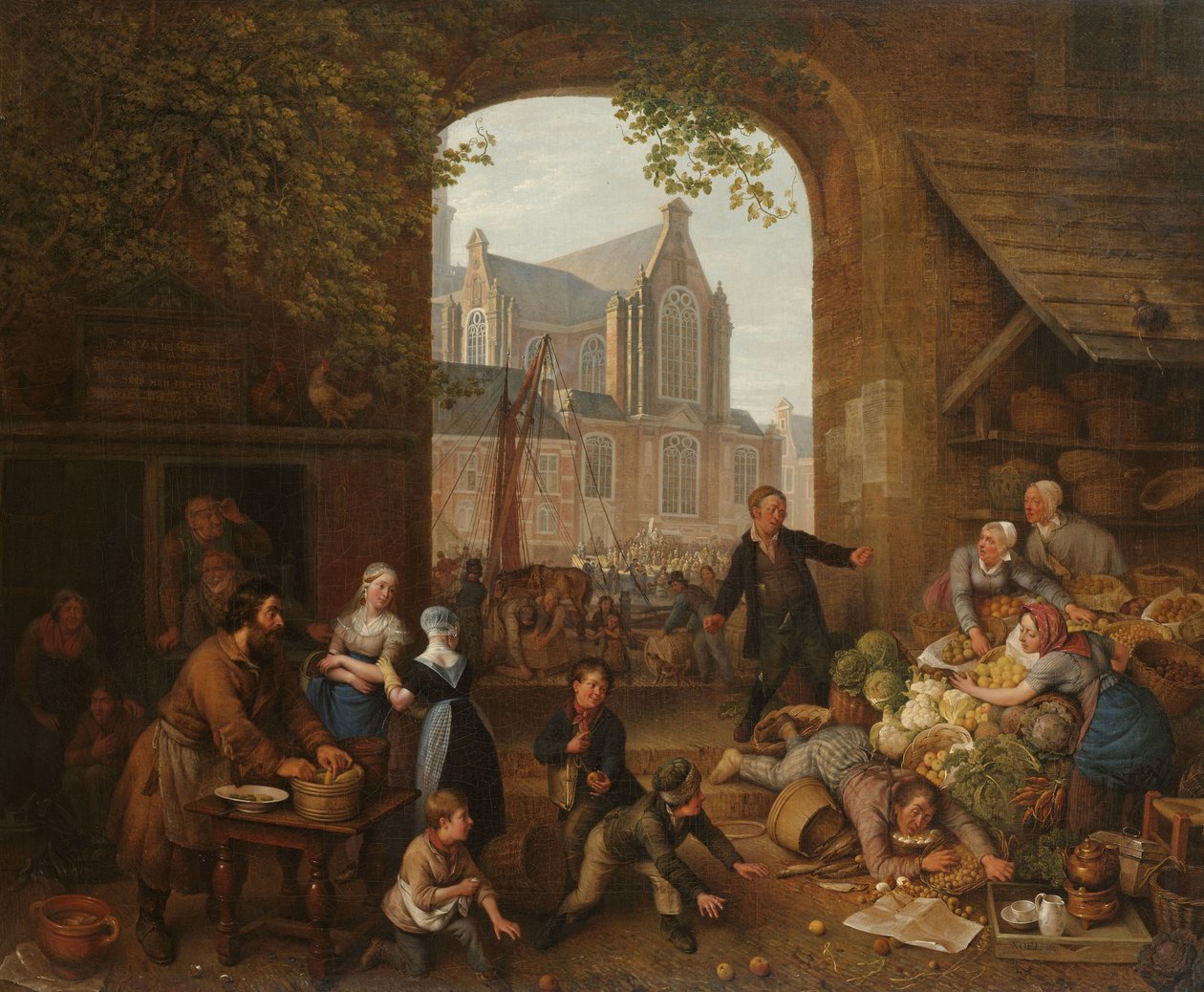 Två fyllare på marknaden nära Westerkerk i Amsterdam av Peter Paul Joseph Noël