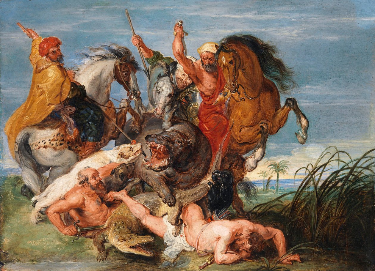 En jakt på flodhäst och krokodil av Peter Paul Rubens