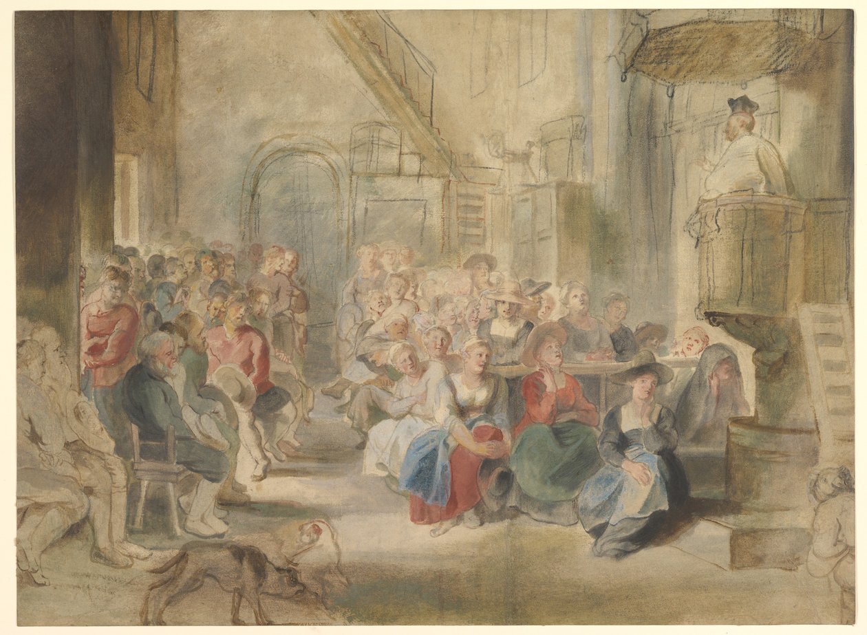 En predikan i en bykyrka av Peter Paul Rubens