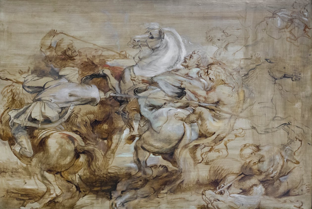En lejonjakt, ca 1614-15 (olja på ek) av Peter Paul Rubens
