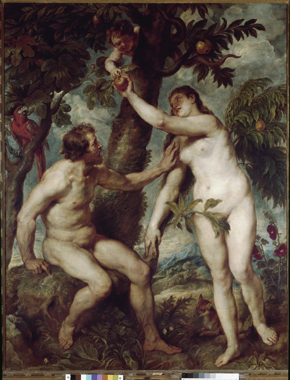 Adam och Eva i det jordiska paradiset (olja på duk av Peter Paul Rubens