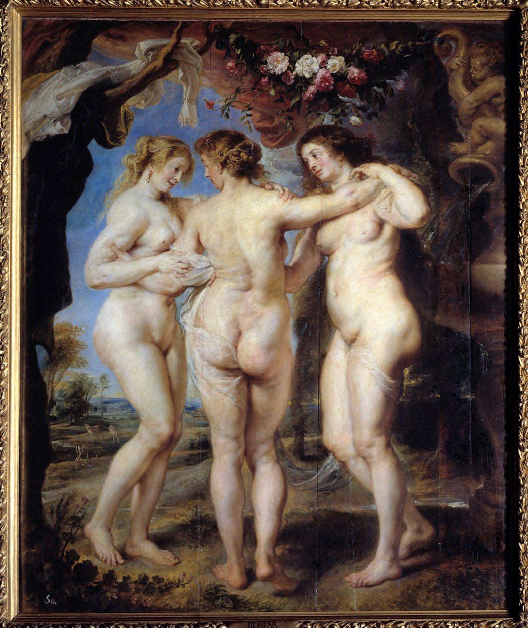 Alla tre nåderna. Målning av Pierre Paul (Pierre-Paul) Rubens (eller Peter Paul eller Petrus Paulus) (1577-1640) av Peter Paul Rubens