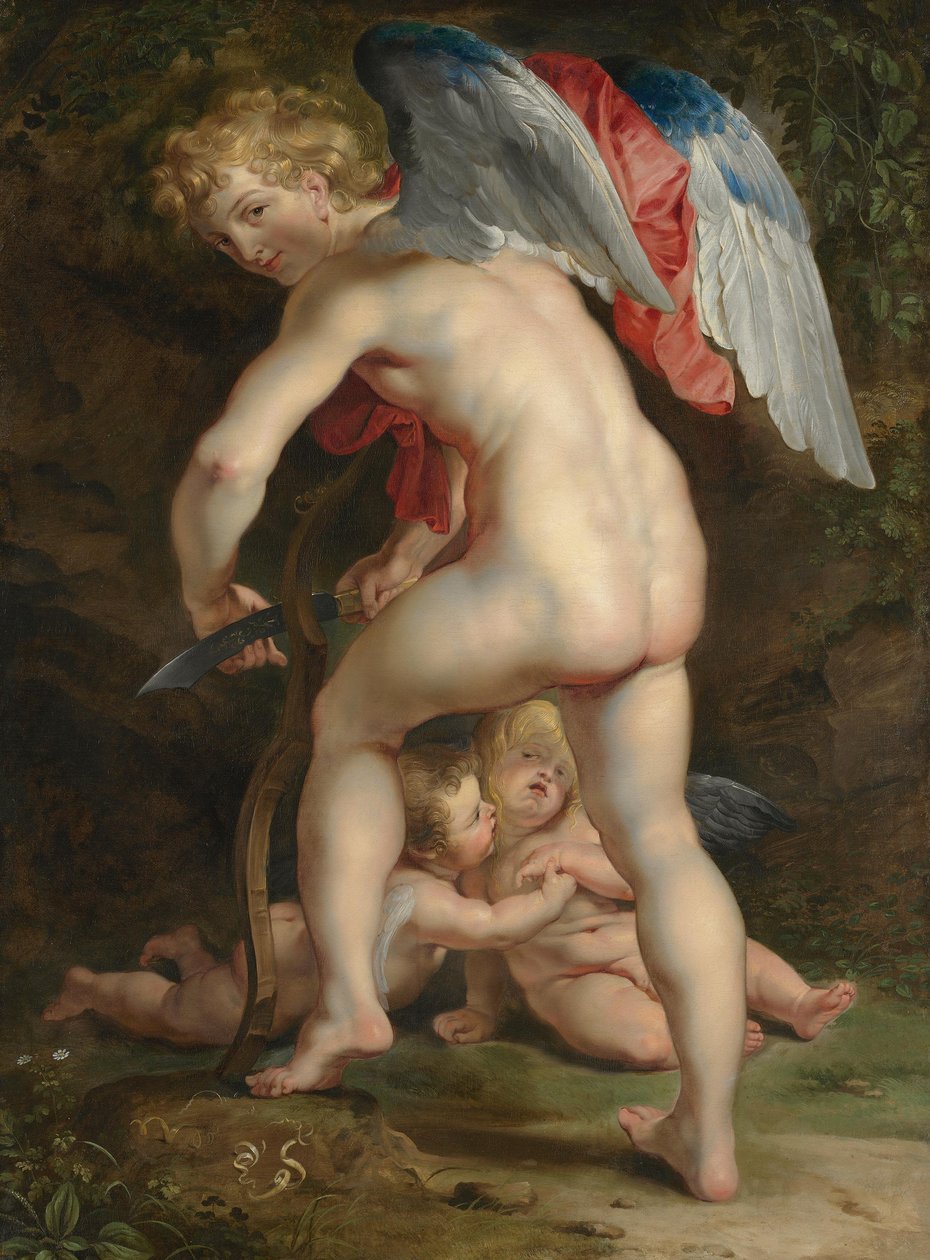 Amor snidar bågen av Peter Paul Rubens