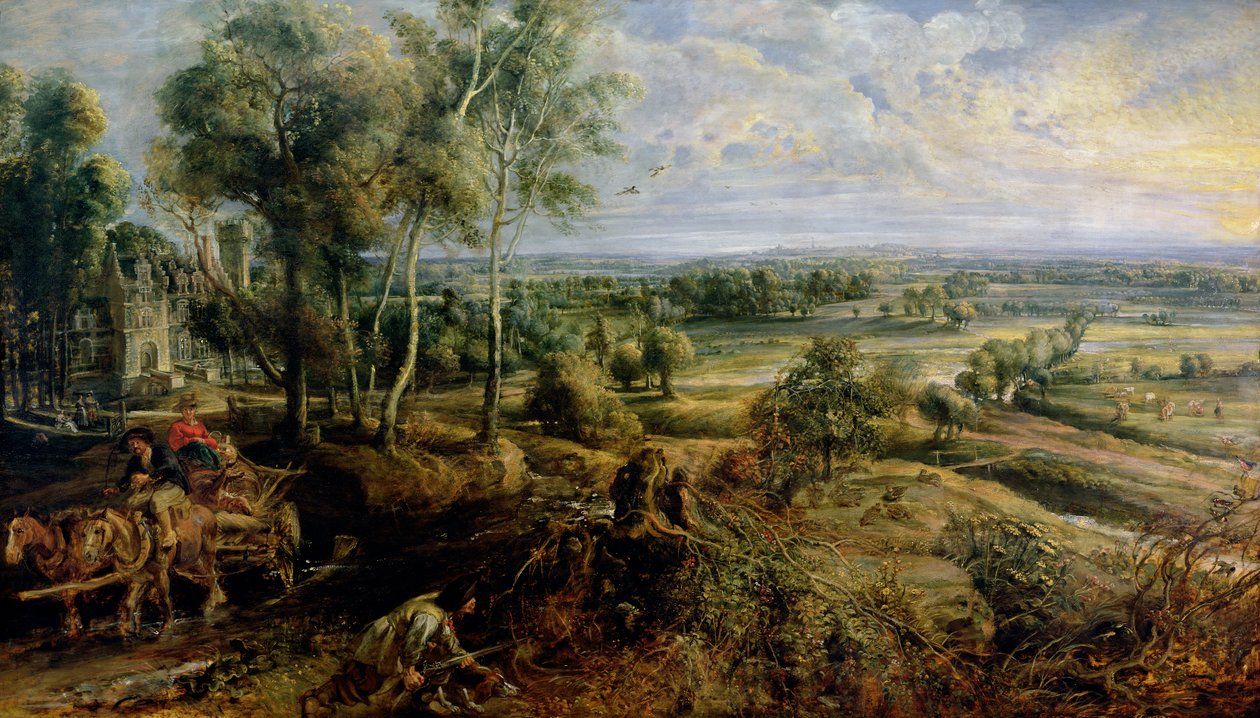 Ett höstlandskap med utsikt över Het Steen i tidig morgon, c.1636 av Peter Paul Rubens