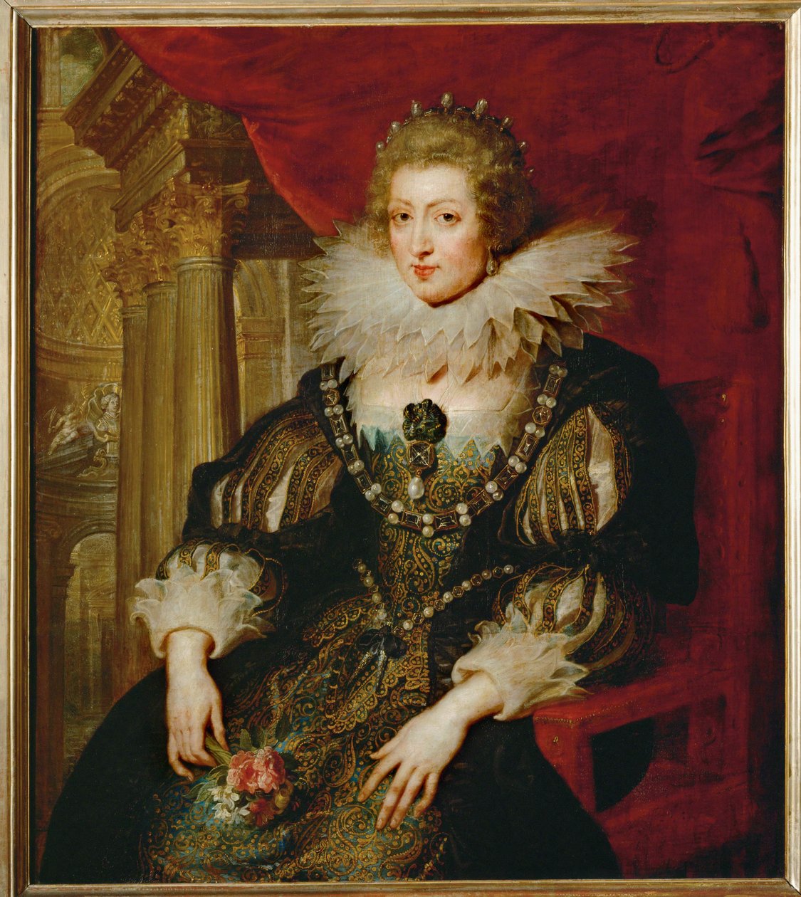 Anne av Österrike, drottning av Frankrike (målning på trä) av Peter Paul Rubens