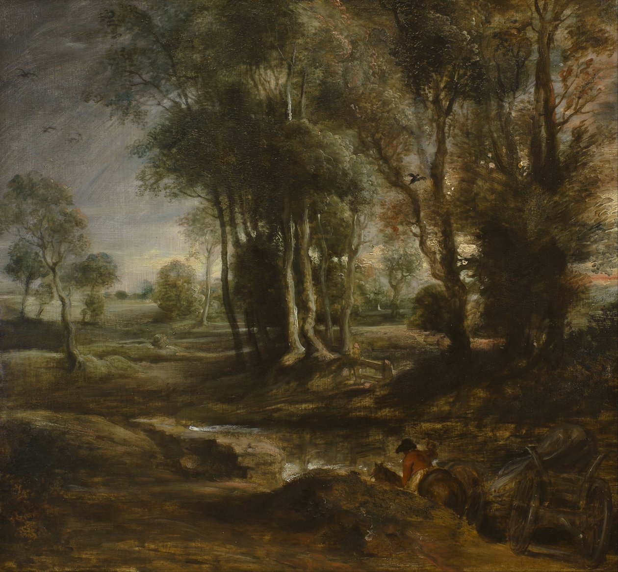 Kvällslandskap med bondvagn av Peter Paul Rubens