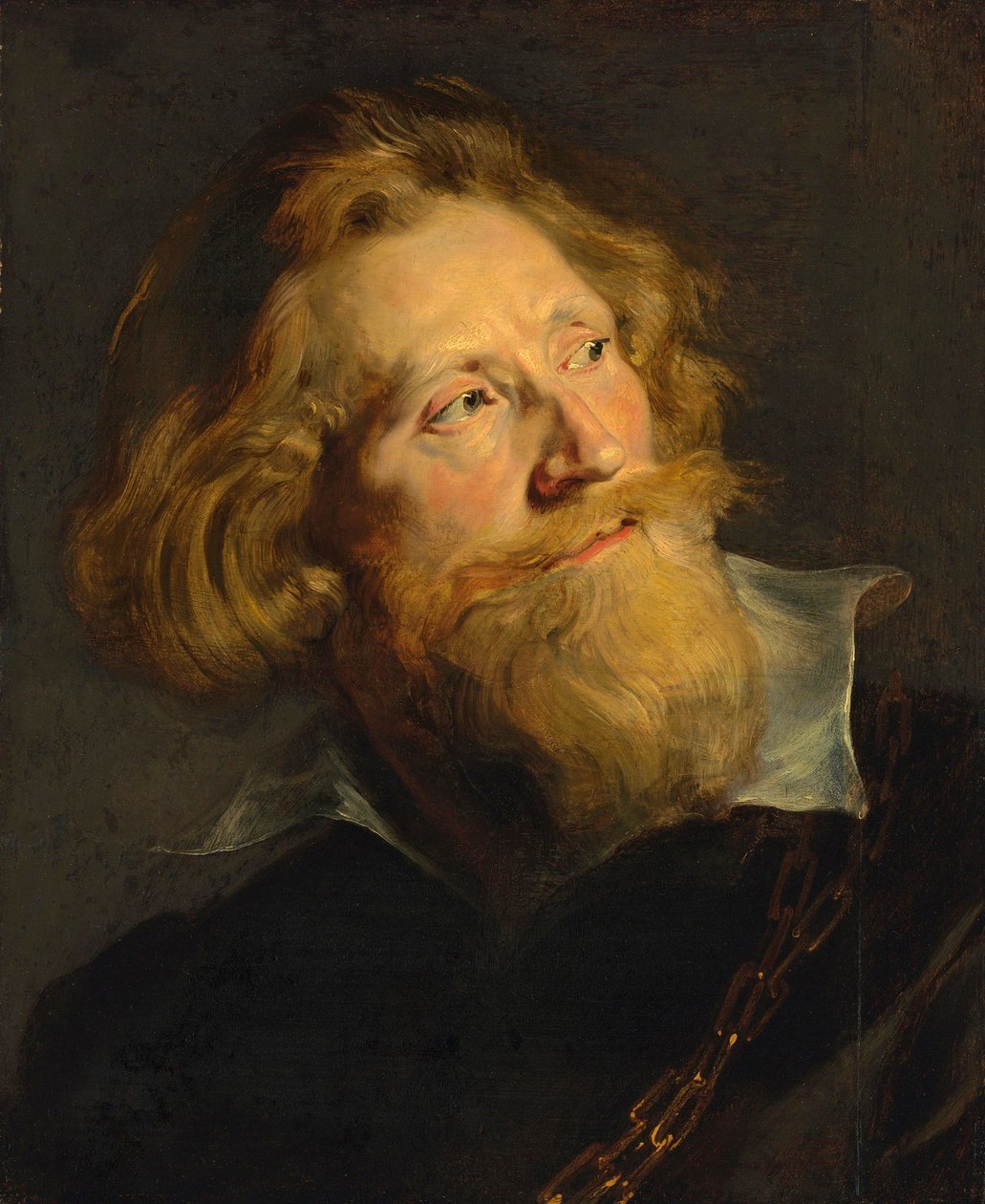 Barock : Porträtt av en skäggig man med vit krage och guldkedjor av Rubens, Pieter Paul (1577-1640). Olja på trä, 50,9x41,2. Privat samling av Peter Paul Rubens
